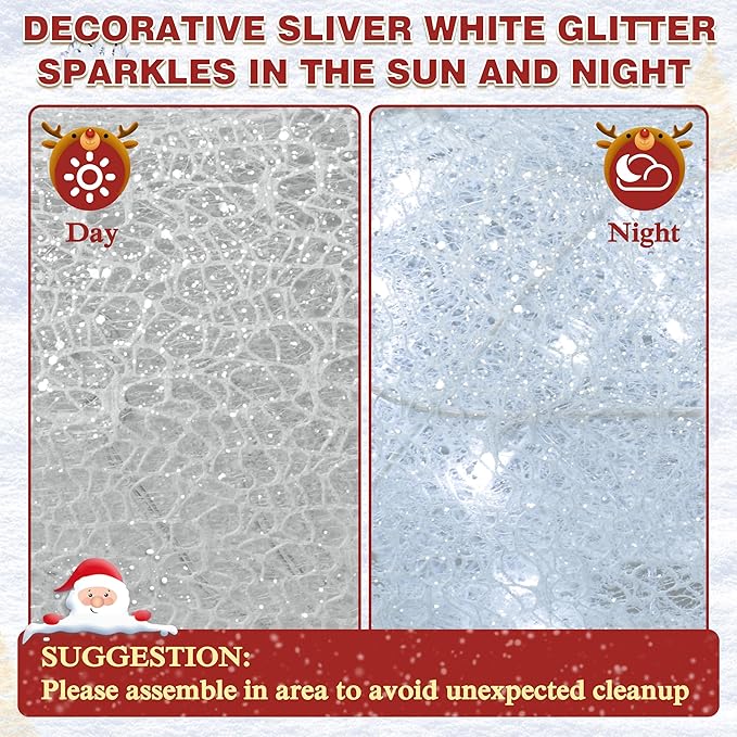 4.5FT Lighted Reindeer Family Set for Christmas Decoration, 3 Pieces Pre-Lit Iridescent Deer Xmas Decor with 200 LED Lights, 3D Glittered Standing Holiday Display for Outdoor, Indoor, White-Ruum Studio Home