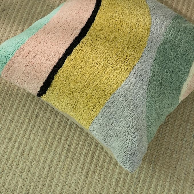 Tufted Boho Pillow Covers 18X18 Inch Throw Pillow Covers Decorative Cushion Cover Exquisitely Crafted with Hand-Finished Tuft Farmhouse Pillow Case for Couch Sofa Bed Living Room Bedroom-Ruum Studio Home