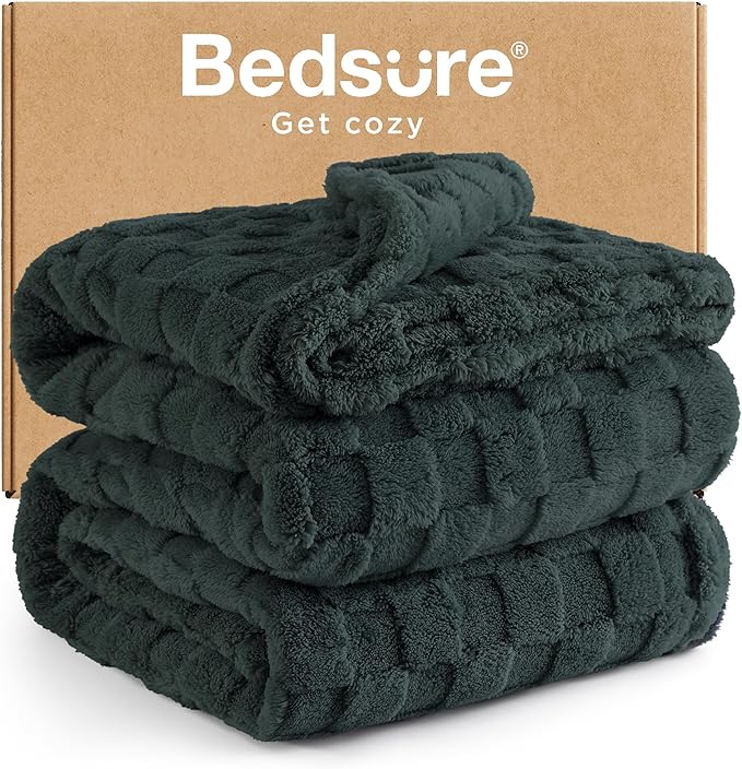 Bedsure GentleSoft Blankets Queen Size for Bed - Super Soft Cozy Blanket for Women Men Girls, Large Fuzzy Fleece Throw for Bedroom Decor, Dark Green, 90x90 Inches-Ruum Studio Home