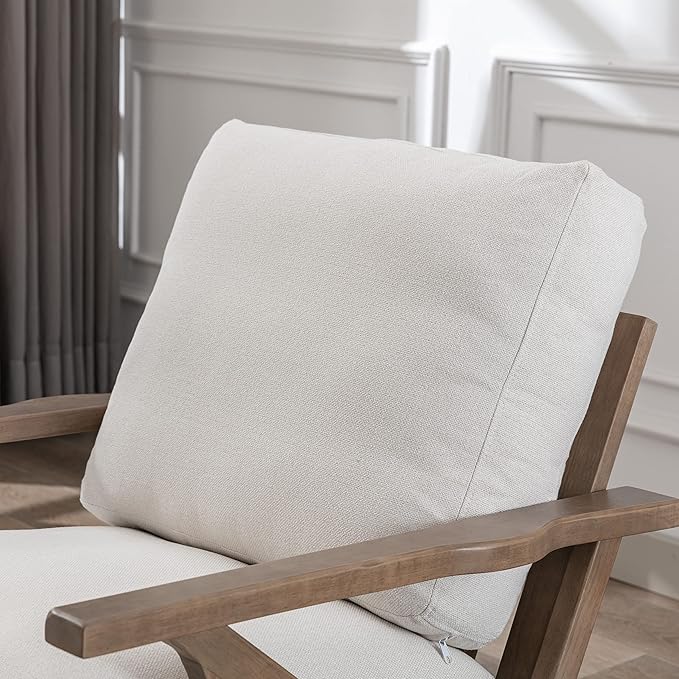chairus Mid Century Accent Armchairs Modern Upholstered Lounge Chairs Compfy Leisure Arm Chairs for Living Room Fireplace/Bedroom/Reception/Dorms, Set of 2, Linen Fabric White-Ruum Studio Home