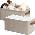 StorageWorks Narrow Storage Bins, Small Basket for Closet and Shelves, Rectangular Fabric Organizer with Handles, Toilet Paper Storage, Brown and Beige, 2-Pack-Ruum Studio Home