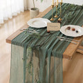 3Pcs Forest Green Gauze Rustic Cheesecloth Table Runner 120 Inch 10 FT for Wedding Baby Shower Bridal Shower Birthday Engagement Garden Outdoor Party Long Sheer Boho Decorations-Ruum Studio Home