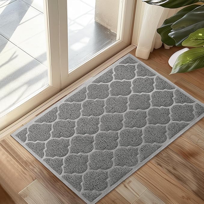 Door Mat Outdoor, 24x36, Welcome Mats for Entryway, Front Doormat for Home Entrance, Indoor Floor Mat, Durable, Non-Slip, Boot Scraper, Catches Muddy and Dirt(Grey)-Ruum Studio Home