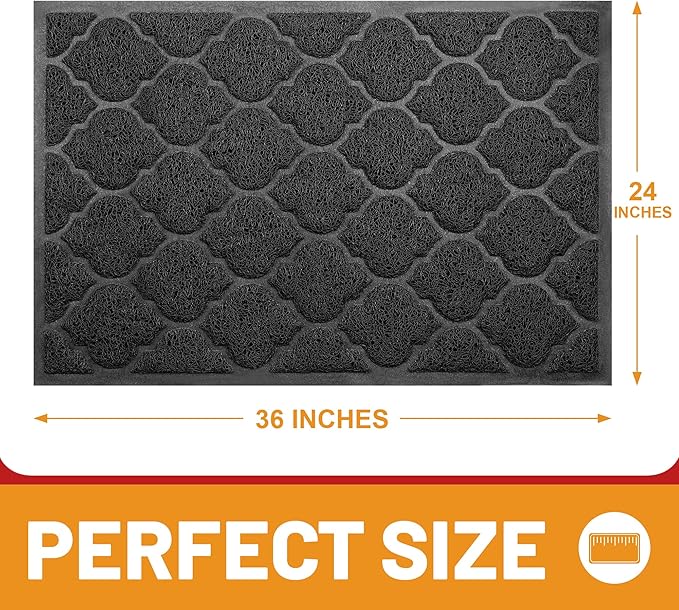 Door Mat Outdoor, 24x36, Welcome Mats for Entryway, Front Doormat for Home Entrance, Indoor Floor Mat, Durable, Non-Slip, Boot Scraper, Catches Muddy and Dirt (Black)-Ruum Studio Home
