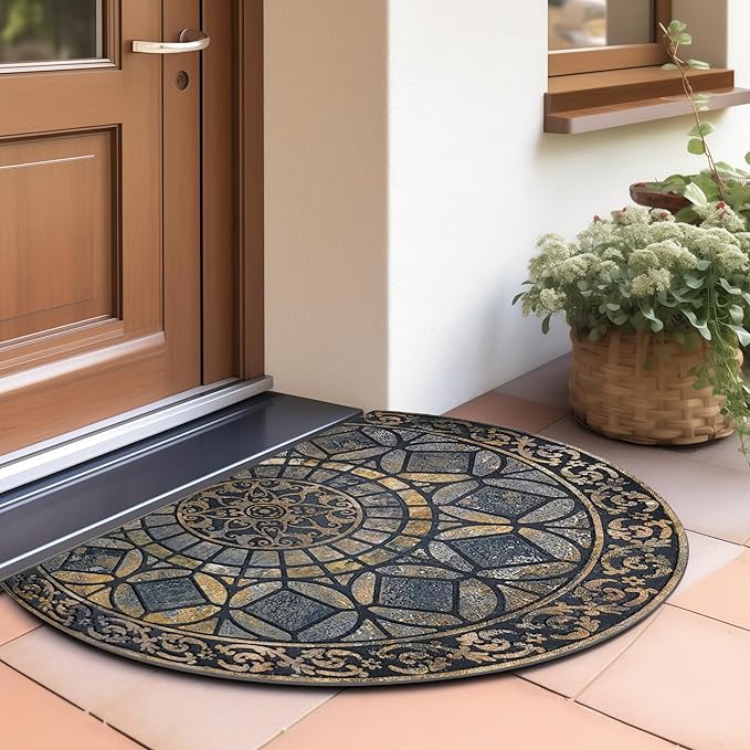 CHICHIC Entrance Door Mat Large 18 x 30 Inch Entry Way Doormat Front Door Rugs Outdoors Heavy Duty Welcome Mat Non Slip Rubber Back Low Profile for Garage, Patio, High Traffic Area, Grey-Ruum Studio Home