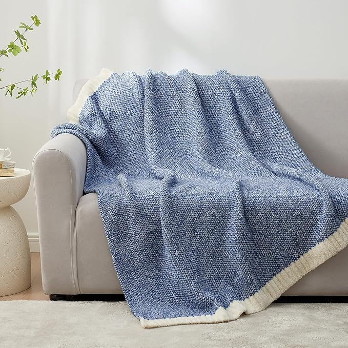 Snuggle Sac Royal Blue Throw Blankets for Couch, Super Soft Warm Blankets Cozy Knit Fuzzy Plush Lightweight Throws for Sofa, Bed,Living Room, Royal Blue, 50x60 inches-Ruum Studio Home