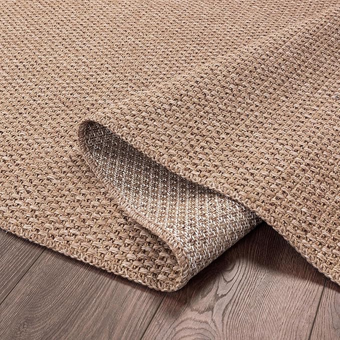 CAMILSON Easy Jute Rug 5x7, Indoor Outdoor Natural Color Farmhouse Area Rugs for Living Room Patio and Kitchen Rug, Solid Boho Woven Design, Easy-Cleaning, Washable Outside Carpet Alfombras (5 x 7)-Ruum Studio Home