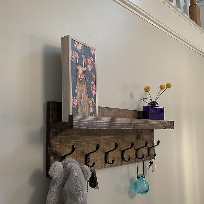 Coat Rack with Shelf Wall Mounted with Storage (Choose Your Length) Towel Rack Entryway Organizer Key Hooks (40" L (10 Hooks))-Ruum Studio Home