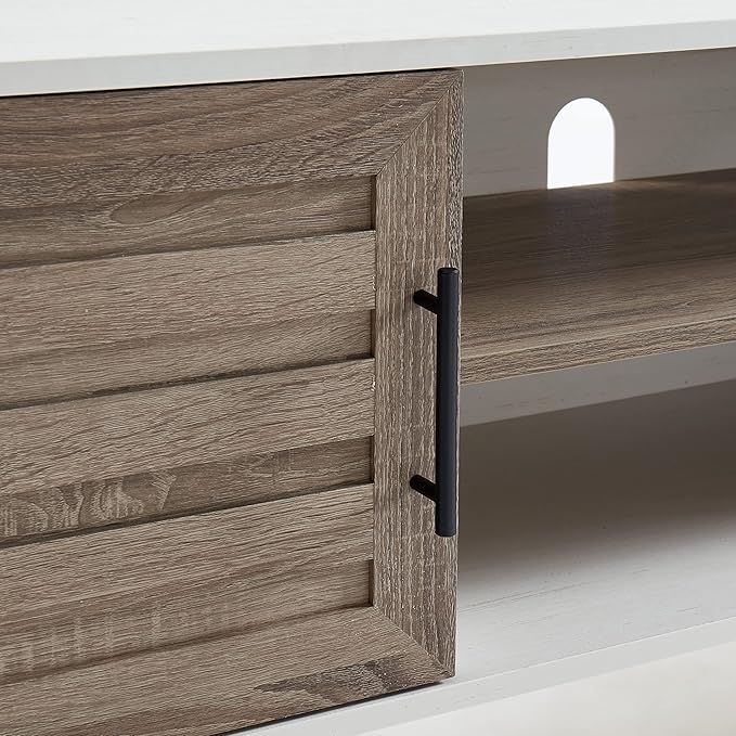 Mid Century Wooden TV Stand with Open Shelf and 2 Storage Cabinets for TVs up to 65 Inches,White Walnut Modern Entertainment Center TV Console for Living Room,Bedroom.-Ruum Studio Home