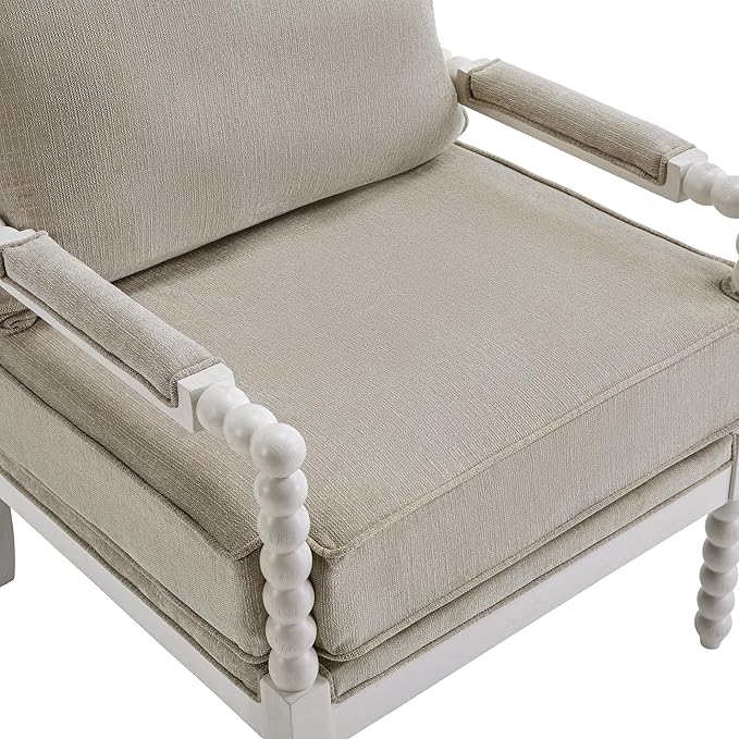 DUHOME Linen Fabric Spindle Accent Chairs Set of 2 with Wood Frame,Modern Accent Chairs with Padded Spring Seat and Brushed White Base for Living Room Bedroom Farmhouse Home Office Belcony-Ruum Studio Home