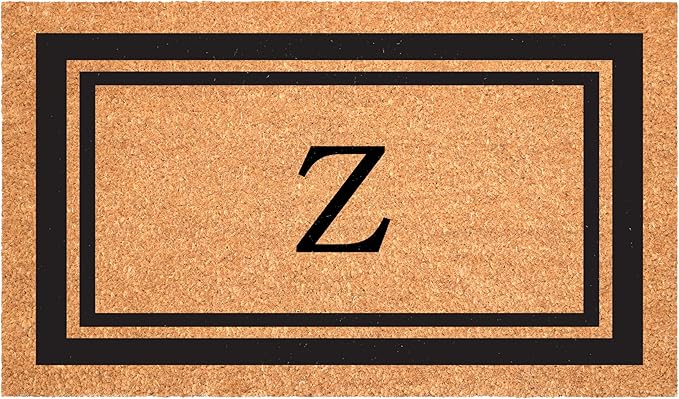 Calloway Mills 152962448 Black Border 24" x 48" Monogram Doormat (Letter Z)-Ruum Studio Home