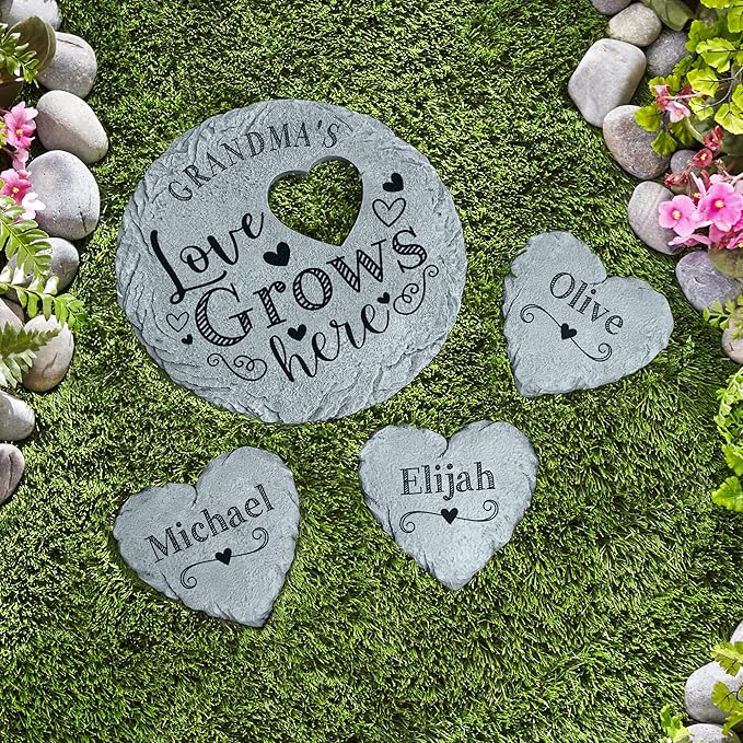 Let's Make Memories Personalized Garden Stone - Resin - Custom Garden Décor - Heart Stepping Stone - for Dad - for Father's Day-Ruum Studio Home