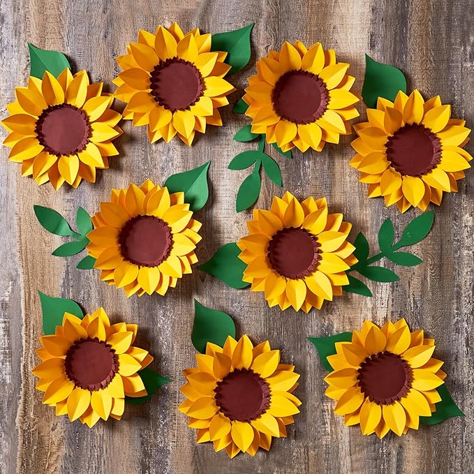 Paper Flowers Decorations for Wall, 3D Sunflower Party Decorations, Nursery Room Decor, Handmade Artificial Paper Flowers, Baby Showers Birthday Home Summer Party-Ruum Studio Home