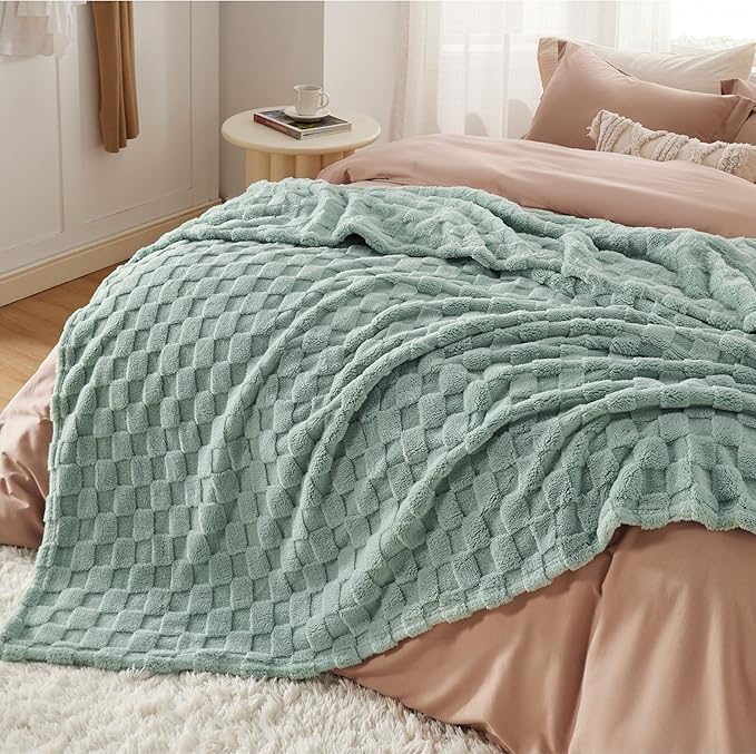 Bedsure GentleSoft Blankets Queen Size for Bed - Super Soft Cozy Blanket for Women Men Girls, Large Fuzzy Fleece Throw for Bedroom Decor, Sage Green, 90x90 Inches-Ruum Studio Home