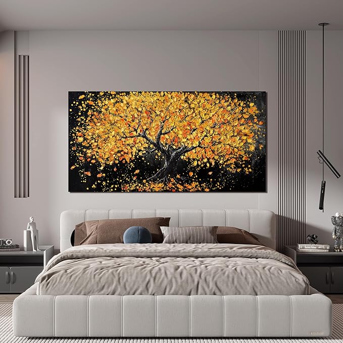 Canvas Wall Art Decor Wall Art Pictures for Living Room Artwork for Walls Black and Gold Wall Art Decor Tree of Life Wall Art Modern Wall Art Prints Art Work for Home Office Kitchen Wall Decor 24"X48"-Ruum Studio Home