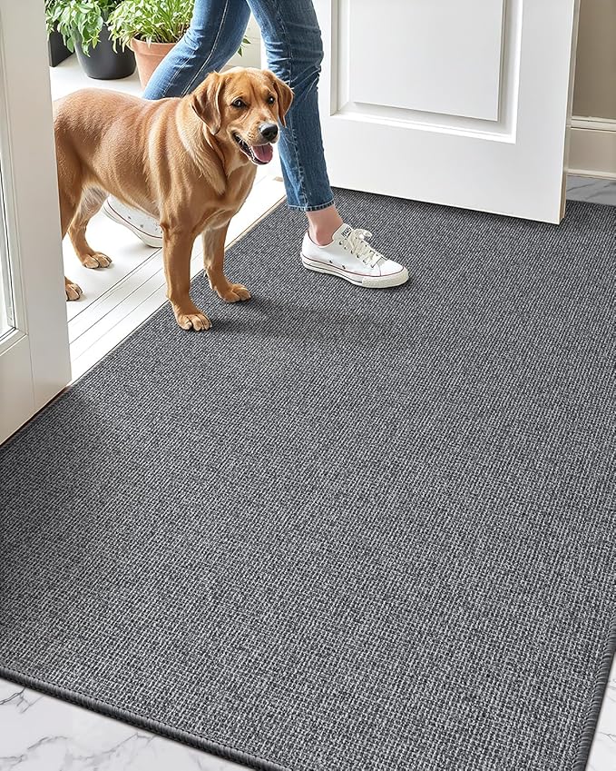 LUMI Indoor Door Mat 36"x56", Ultra Thin Low Profile Non-Slip Doormat for Home Entrance, Absorbent & Stain-Resistant Welcome Mats, Washable Entryway Mat for Front Door, Patio, Porch, Grey-Ruum Studio Home