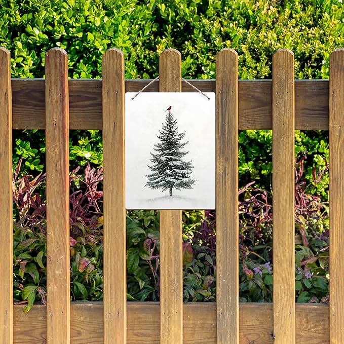 DUXMNAMG Christmas Winter Tree Bird Hanging Wooden Signs 10x8, Christmas Wall Decor, Vintage Home Room Office Hanging Wall Decor-Ruum Studio Home