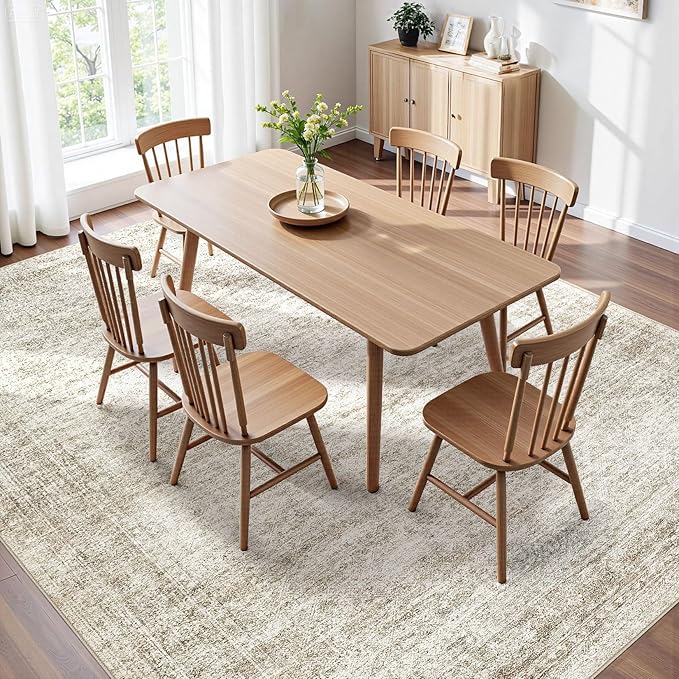 Washable Area Rugs for Living Room -5x7 Neutral Vintage Distressed Floral Farmhouse Boho Large Soft Floor Rug Indoor Non Slip Carpet for Living Room Bedroom Dining Room Office-Beige-Ruum Studio Home
