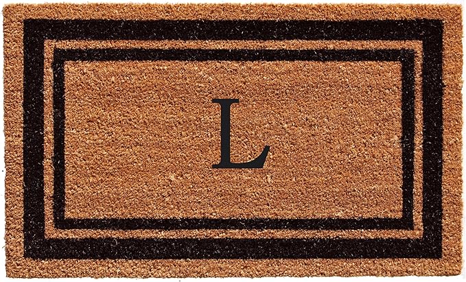 Calloway Mills 152963672L Black Border 36" x 72" Monogram Doormat Letter (L)-Ruum Studio Home