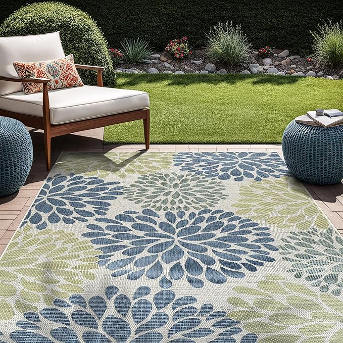 Beverly Rug Outdoor Rug 10x14 Modern Exotic Tropical Leaf Area Rugs for Indoor and Outdoor Patio Deck Porch Garden Water Resistant Washable Outside Carpet (10 x 14 Olive)-Ruum Studio Home