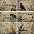 Umigy 6 Pcs Halloween Placemats 12"x18" Gothic Bat Placemats Kitchen Decoration Washable Witch Place Mats Rectangle Skull Table Mats for Halloween Dining Table Accessories(Poster Style)-Ruum Studio Home