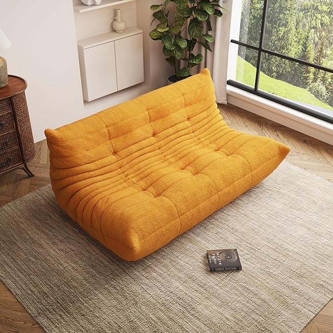 Bean Bag Chair, Oversized Bean Bag Chair for Living Room, Fireside Chair for Adults with Memory Foam Filled, Big Accent Lounge Floor Sofa for Reading, Relax, No Assembly Required. (Yellow 3-Seater)-Ruum Studio Home