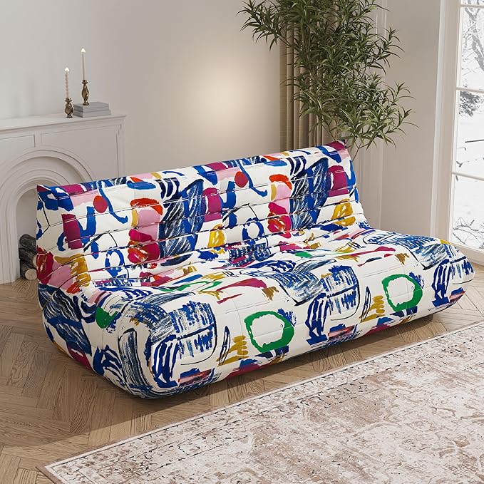 Big Bean Bag Chairs for Adults, 3 Seater Large Bean Bag Sofa, Fireside Chair Lazy Sofa Chair with High Density Comfortable Foam, Modern Bean Bag for Living Room, Bedroom, Office (Multicolor)-Ruum Studio Home