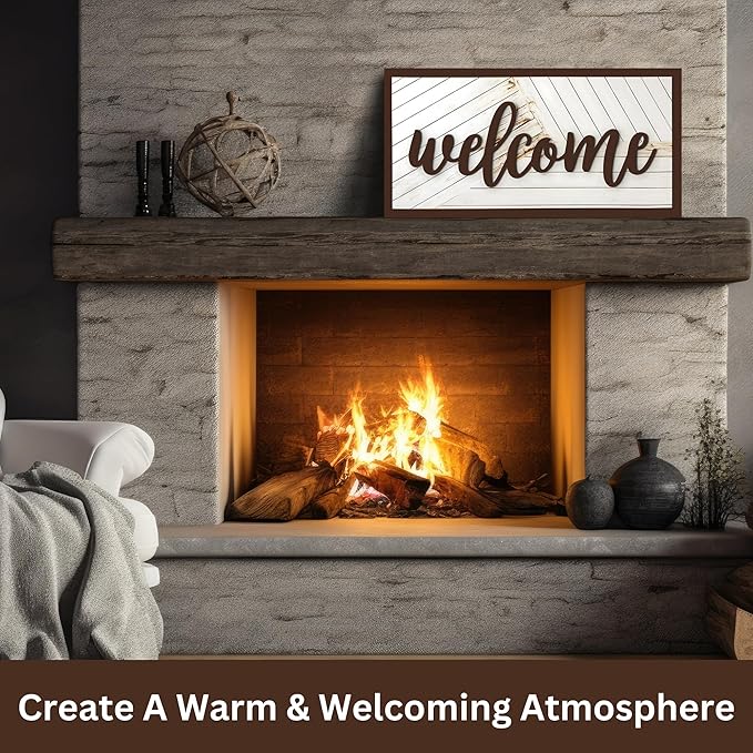 Welcome Sign - Large Rustic Wooden Wall Decor for Farmhouse Living Room, Entryway, or Foyer | 32"x16" Hanging Wall Art-Ruum Studio Home