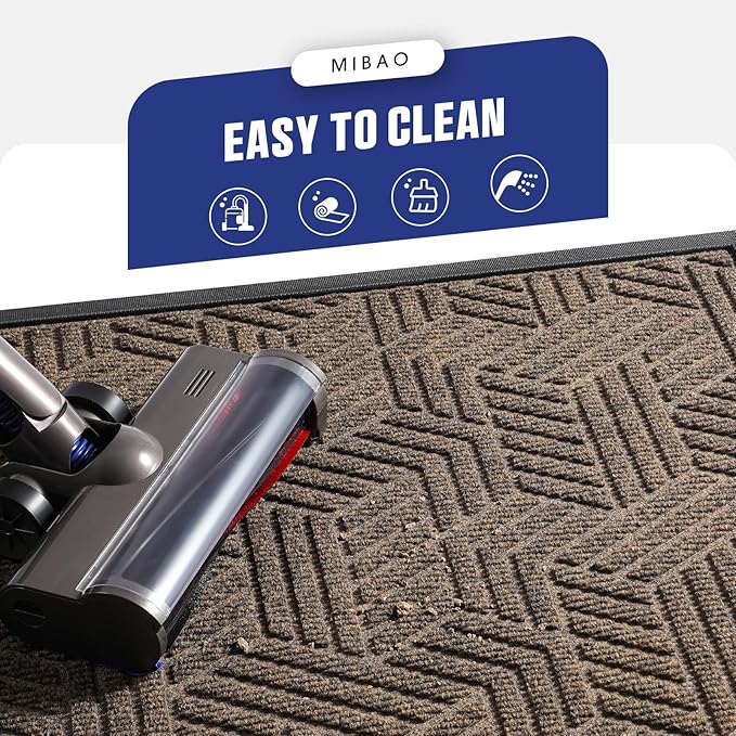 Mibao Front Door Mat Outside Entrance, Durable Outdoor Indoor Mat, Low Profile Heavy Duty Doormat, Non-Slip, Traps Dirt and Moisture, Easy Clean Patio Porch Entryway Mat, 17" x 29.5", Brown-Ruum Studio Home