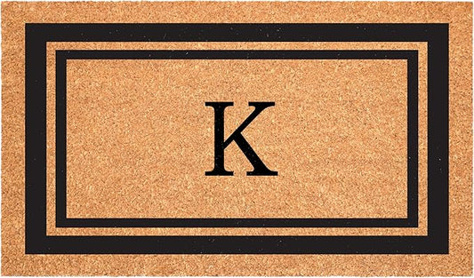 Calloway Mills 152963048K Black Border 30" x 48" Monogram Doormat Letter (K)-Ruum Studio Home