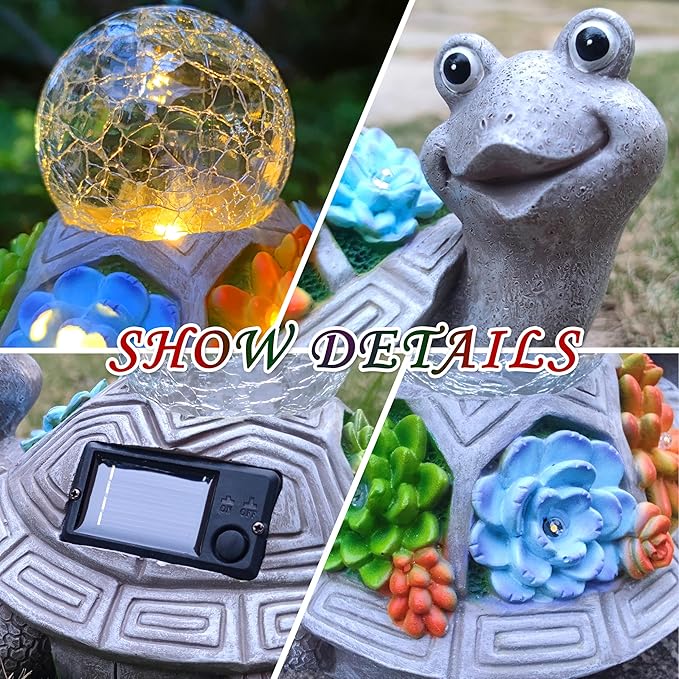 JOYBEE Solar Turtle Garden Statue Outdoor Decor-Turtle Solar Figurines Lights Decorations for Patio Yard Lawn Ornaments-Turtle Gifts for Birthday Easter Housewarming(Color)-Ruum Studio Home