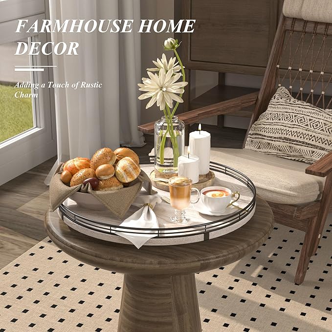 16" Lazy Susan Oak Wood Turntable Organizer for Cabinet, Farmhouse Round Wooden Lazy Susan Organization and Storage for Dining Table, Pantry, Kitchen, Bathroom, Countertop, Cupboard, Kitchen Decor-Ruum Studio Home