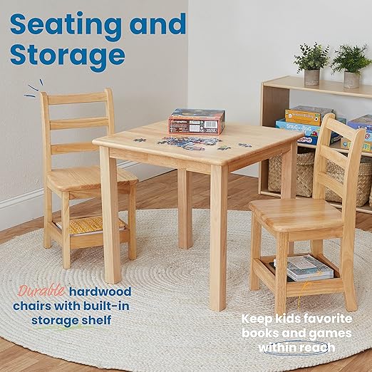 ECR4Kids Three Rung Ladderback Chair with Storage, 14in Seat Height, Classroom Seating, Honey, 2-Pack-Ruum Studio Home