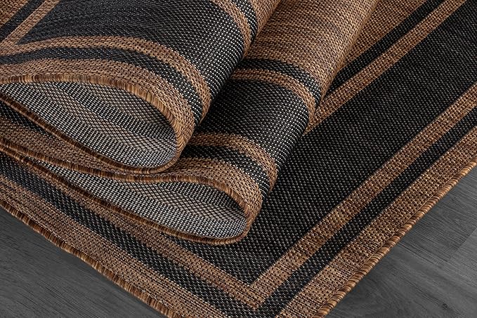 Beverly Rug Large Outdoor Rug 9x12 Modern Bordered Area Rugs for Indoor and Outdoor Patio Deck Porch Garden Waterproof Weather Sun Resistant Washable Outside Carpet (9 x 12 Gold)-Ruum Studio Home
