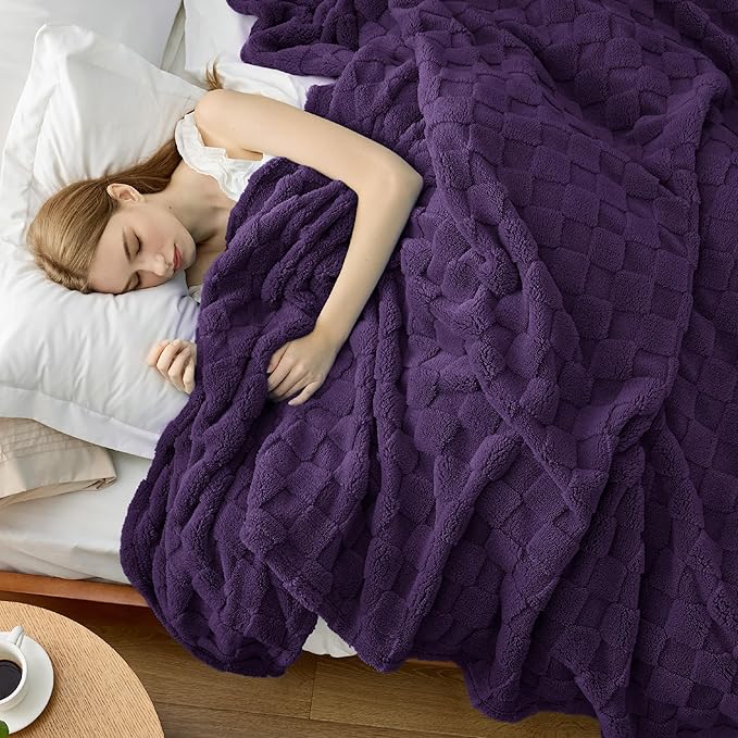 Bedsure GentleSoft Blankets Queen Size for Bed - Super Soft Cozy Blanket for Women Men Girls, Large Fuzzy Fleece Throw for Bedroom Decor, Purple, 90x90 Inches-Ruum Studio Home