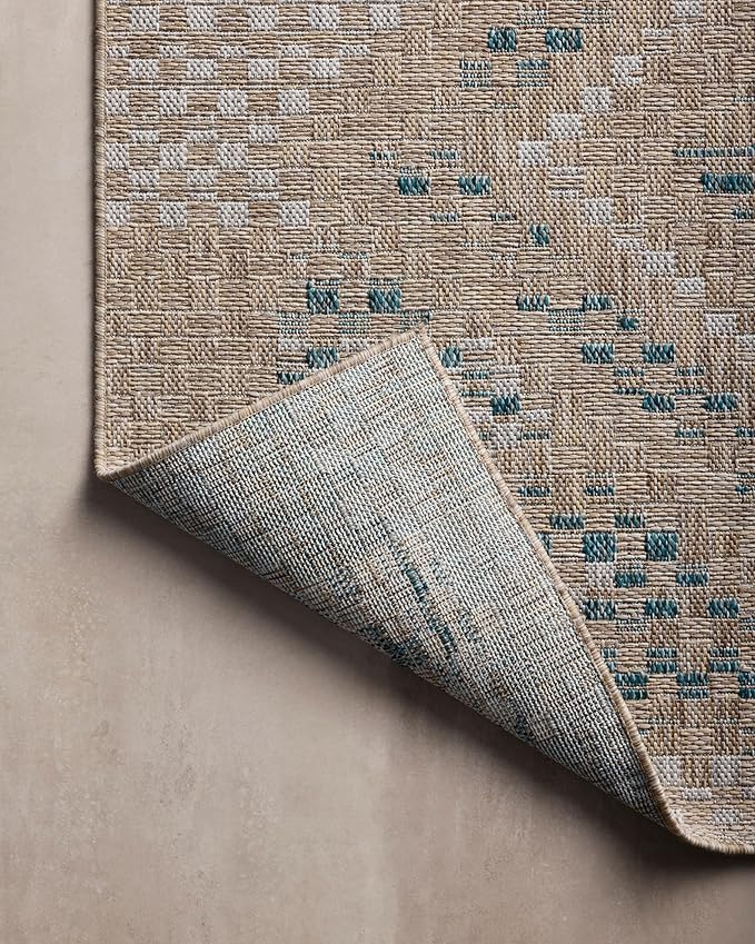 Loloi Amber Lewis Topanga Collection TOP-04 Natural/Aqua 3'-11" x 5'-11" Indoor/Outdoor Accent Rug-Ruum Studio Home