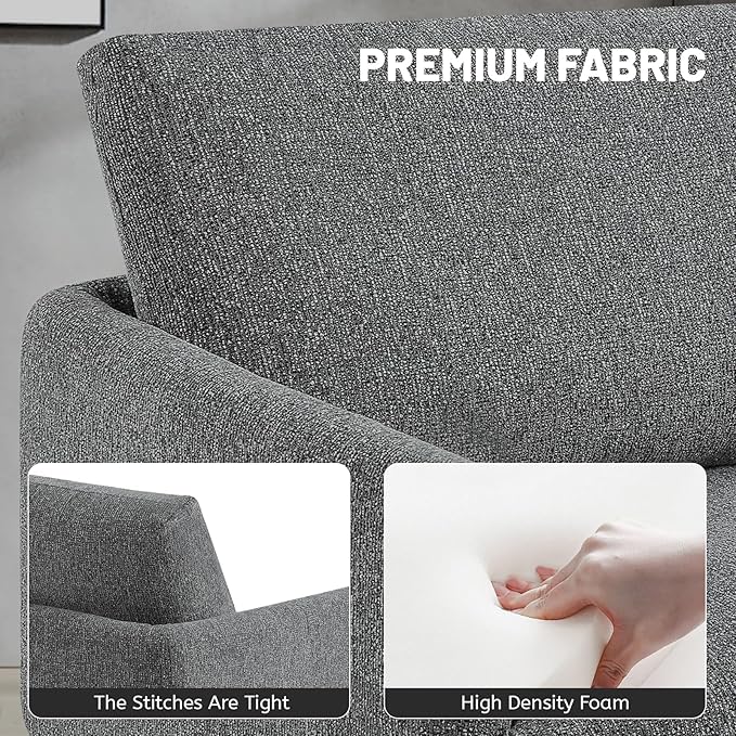 Oversized Accent Chair Set of 2 for Living Room Chairs Reading Arm Chair Comfy Modern Single Sofa Side Chairs with Metal Legs & Soft Cushion for Bedroom, Balcony,Waiting Room (Chenille, Dark Grey)-Ruum Studio Home