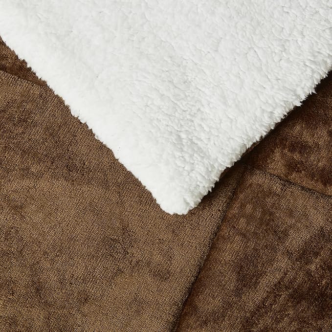 Amazon Basics Reversible Sherpa Comforter Set with Pillow Sham, Brown, Twin/Twin XL-Ruum Studio Home