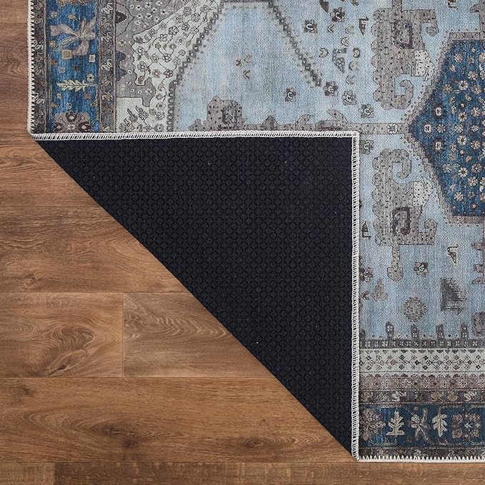 Keen Home Design 5x7 Rug - Machine Washable Area Rug with Non-Slip Backing, Ideal for Living Room, Dining Room, Bedroom - Vintage, Easy Clean, Durable, Low Pile Rug - (5' x 7')-Ruum Studio Home