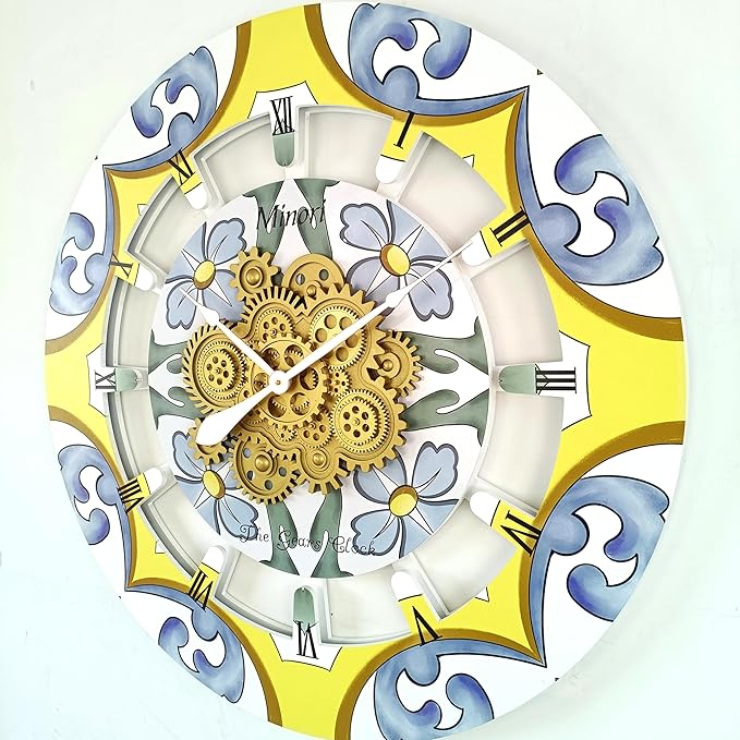 The Gears Clock Wall Clock Italy Collection with Moving Gears (Minori, 36 inch Round)-Ruum Studio Home