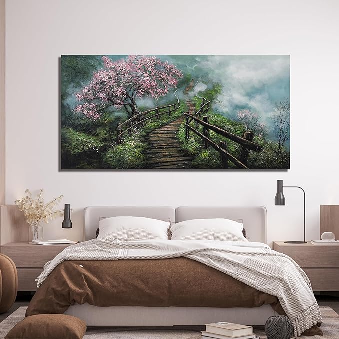Canvas Wall Art Decor Wall Art Pictures for Living Room Tree of Life Wall Art Prints Canvas Art Wall Decor Foggy Trail Artwork for Walls Tree Flower Wall Art Decor for Room Home Office Wall Decor 20" X 40"-Ruum Studio Home