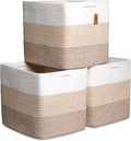 NaturalCozy 13x15x13 Kallax Storage Cubes Bins, 3 Pack | Cotton Rope Cube Storage Bin Woven Baskets for Organizing | Kallax Insert Storage Baskets for Shelves Organizer, Kids Toy, Closet Baby Nursery-Ruum Studio Home