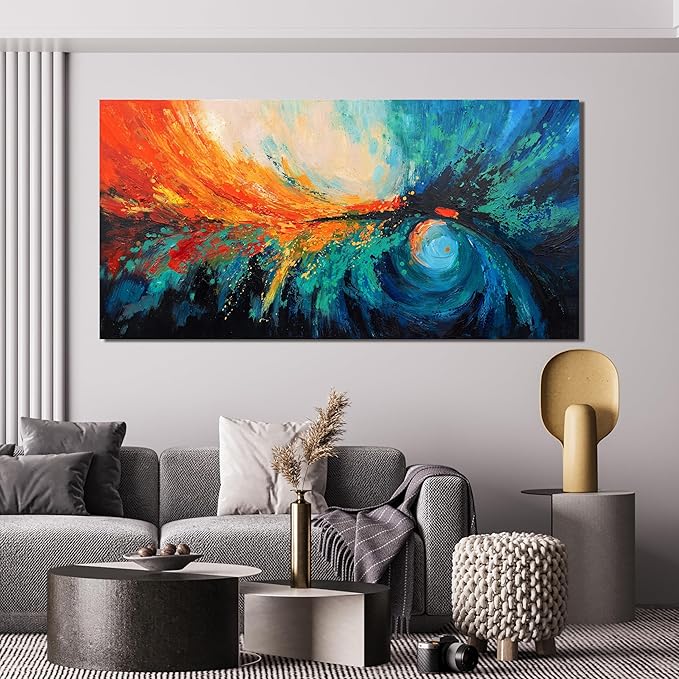 Canvas Wall Art Decor Modern Wall Art Pictures For Living Room Blue Green Wall Art Decor Canvas Abstract Art Work Colorful Abstract Wall Art Paintings Prints For Home Office Room Wall Decor 24" x 48"-Ruum Studio Home