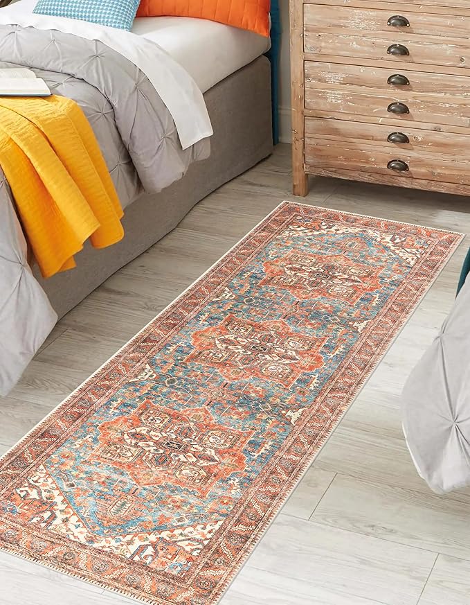 Keen Home Design 2x7 Rug - Machine Washable Runner Rug with Non-Slip Backing, Ideal for Hallway, Entryway, Kitchen, Laundry Room - Vintage, Easy Clean, Durable, Low Pile Rug - (2'6" x 7')-Ruum Studio Home