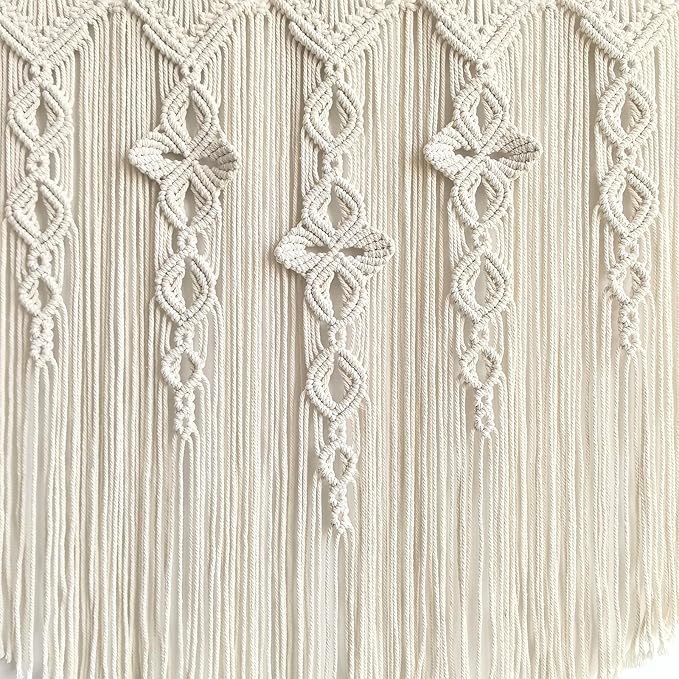 Achart Macrame Wall Hanging Large- Boho Wall Decor- large wall art- Wall Decor Living Room- Macrame Tapestry Boho Decor for Bedroom (Beige-Flower)-Ruum Studio Home