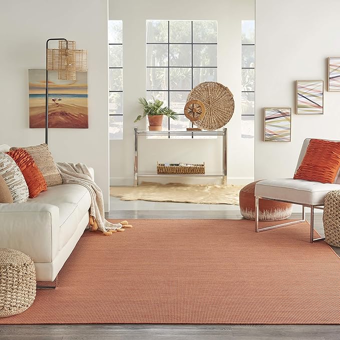 Nourison Positano Indoor/Outdoor Terracotta 9' x 12' Area Rug, Easy- Cleaning, Non Shedding, Bed Room, Living Room, Dining Room, Backyard, Deck, Patio (9x12)-Ruum Studio Home