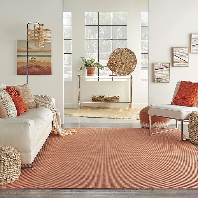 Nourison Home Positano Indoor/Outdoor Terracotta 10' x 14' Area Rug, Easy Cleaning, Non Shedding, Bed Room, Living Room, Dining Room, Backyard, Deck, Patio (10x14)-Ruum Studio Home