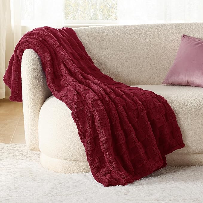 Bedsure GentleSoft Fall Throw Blanket for Couch - Checkered Fleece Red Blankets Gifts for Women Men Girls, Cute Soft Cozy Throw for Bedroom Home Decor Gifts, 50x60 Inches-Ruum Studio Home