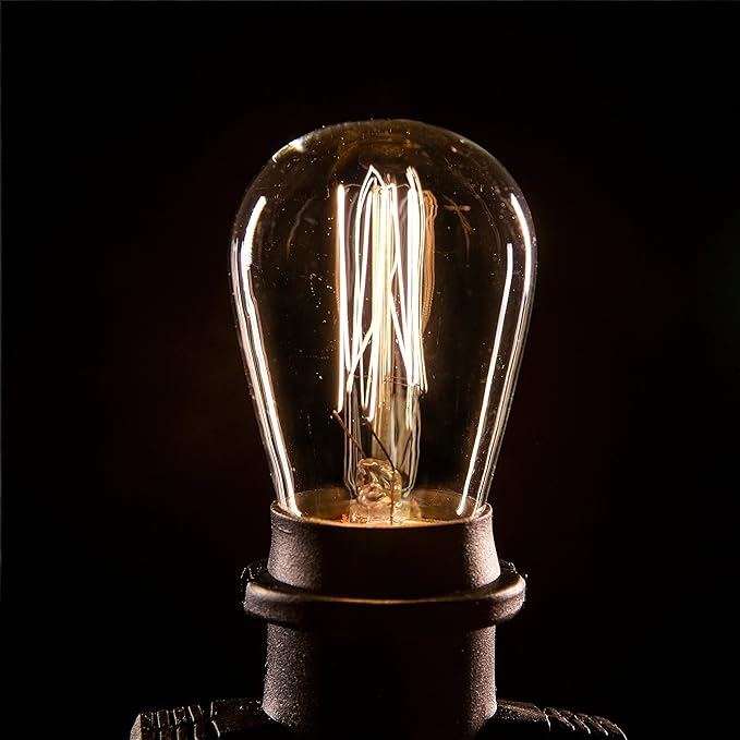 Hometown Evolution, Inc. 50 Foot E26 Commercial Edison Bulb String Lights with 25 Suspended Sockets and S14 Lantern Edison 11 Watt Bulbs-Ruum Studio Home