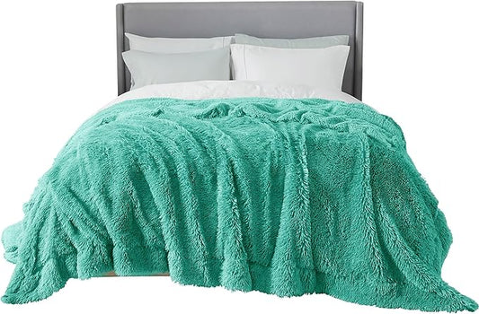 Bedsure GentleSoft Fluffy Aruba Blue King Size Blanket for Bed, Thick Soft Sherpa Faux Fur Fleece Bedding Fuzzy Plush Winter Warm Heavy Big Large King Blanket, Cozy Blue Gifts for Men Women, 108x90-Ruum Studio Home